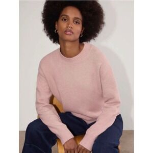 NWT Everlane The Cocoon Crew Sweater in Plush Cotton Wool Blend Fawn Pink Size S